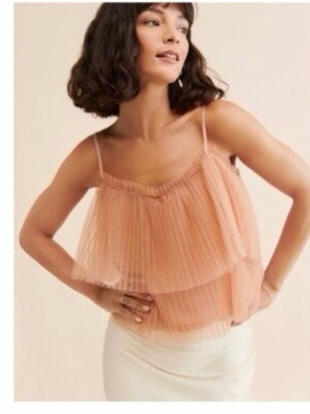 Anthropologie Amber-Tone Layered Tulle Camisole